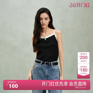 OCHIRLY欧时力 100%羊毛小香风撞色毛织背心吊带短款2025夏季新品