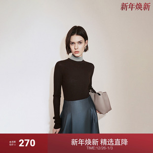 新品 OCHIRLY欧时力 100%极细美丽诺巴素兰羊毛毛衣女软糯24秋季