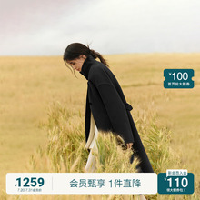 ochirly欧时力 澳大利亚100%美丽诺羊毛双面呢大衣女2024秋冬新品
