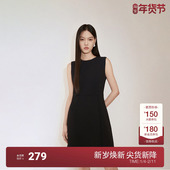 ochirly欧时力A字无袖 连衣裙收腰小黑裙气质高级感新款