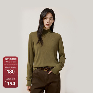 OCHIRLY欧时力 澳大利亚100%美丽诺羊毛半高领毛衣女2024秋冬新品