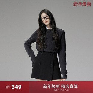 新品 OCHIRLY欧时力 澳进口羊毛羊绒混纺插肩毛衣女软糯2024秋季