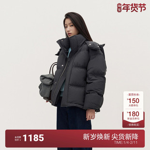 OCHIRLY欧时力 高弹羽绒服外套女可拆帽保暖宽松高级2024冬季新品