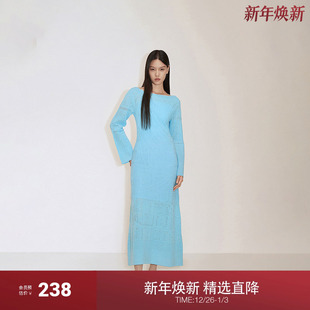 夏装 ochirly欧时力2024新款 露背透气 女 镂空针织连衣裙两件套装