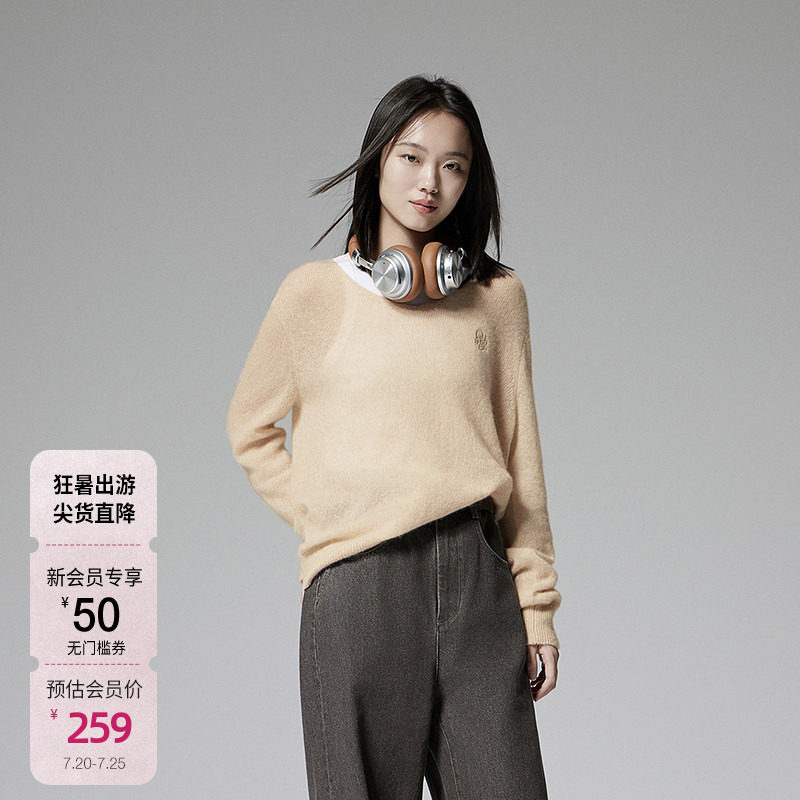 【桑蚕丝羊绒】OCHIRLY欧时力V领毛衣女软糯轻薄气质春