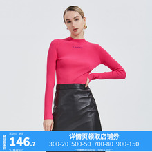 ochirly欧时力春装法式字母内搭长袖修身针织打底衫女1GZ4039550