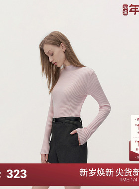 【可机洗100%羊绒衫】OCH.欧时力半高领毛衣上衣针织衫25早春新款