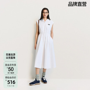 OCHIRLY欧时力 全棉府绸无袖连衣裙长款学院风显瘦夏季新品