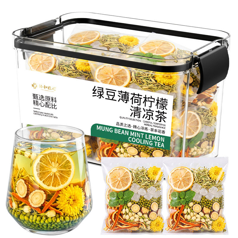 【夏季解暑神器】绿豆柠檬薄荷茶