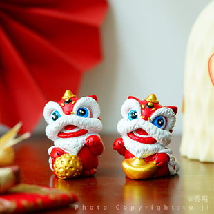 “醒狮到，财运到！接财运啦！”招财小醒狮创意桌面小摆件礼物