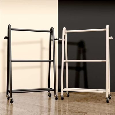 双层衣架落地卧室挂衣架可移动衣架子家用挂衣上下两层阳台晾衣架