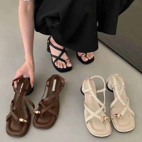 Sandals Designer New 2025 Dress Women Metal Decoration Ladie