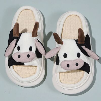 Women Cow Sandals Flip Flops for Woman Cute Linen Home Slipp