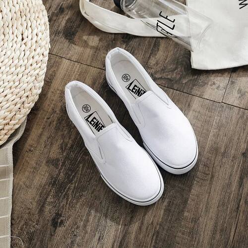 White Shoes Women Slip on Canvas Loafers Unisex Casual Shoes