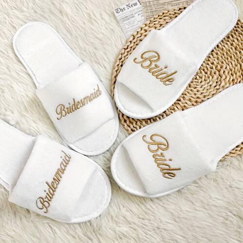Bridal Party Slippers Set, With Embroidery, Lightweight Cozy