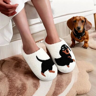 Pet Pattern Dachshund Embroidery Stuffed Home Thick Sole Pla