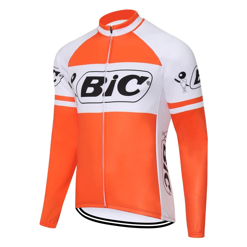 BIC Man-Jersey de ciclismo Retro naranja para hombre, ropa d