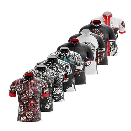 Camiseta de Ciclismo con calavera para hombre, Ropa de equip