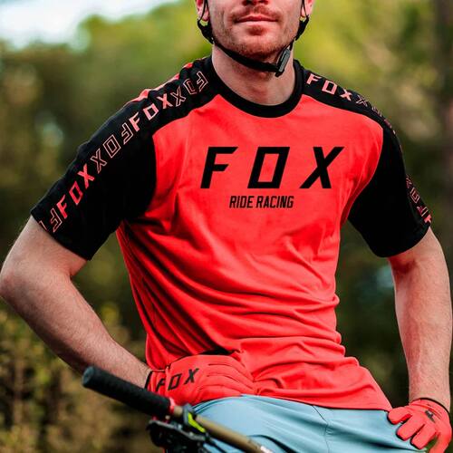 Men Short Sleeve MTB Jersey FOX RIDE RACING Cycling Wear Dow