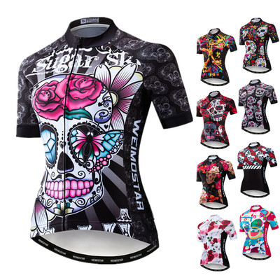 Weimostar 2021 Women's Summer Skull Cycling Jersey Road Bicy