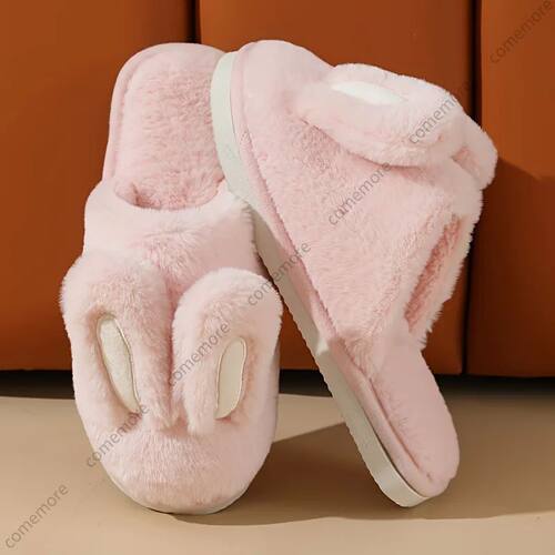 Cute Plush Rabbit Ear Home Slippers Shoes for Women Student