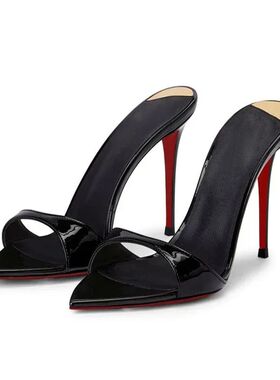 Pointed black nude high heels, women's super high heels, san