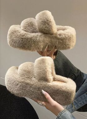 Winter Fluffy Slippers for Women Warm Fur Home Indoor Slides