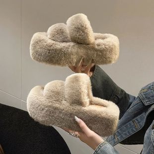 Winter Fluffy Slippers for Women Warm Fur Home Indoor Slides