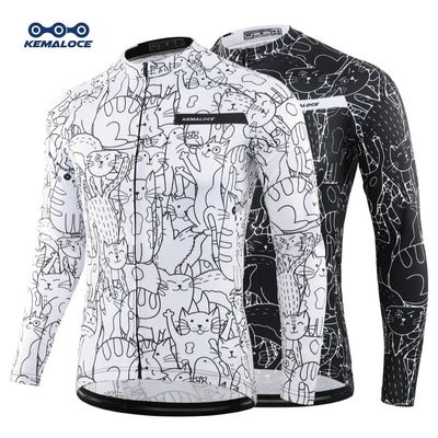 KEMALOCE Maillot Ciclismo Mangas Largas Hombres Mujeres Blan