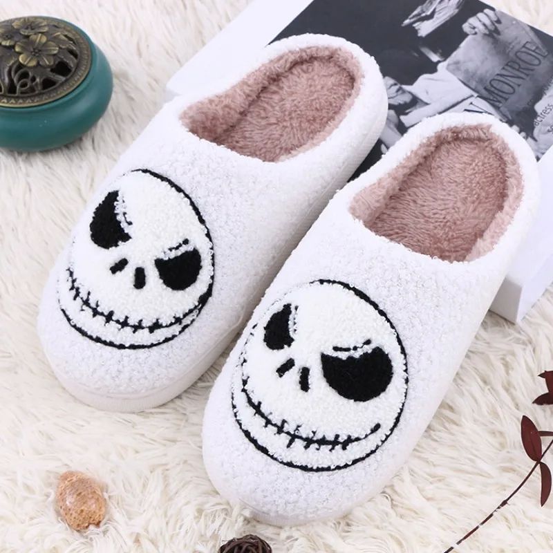 Halloween bad smile skull cotton slippers indoor warm Hallow