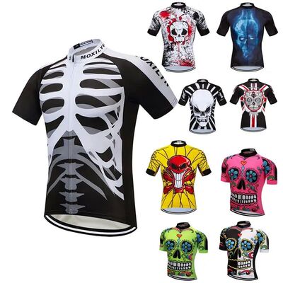 Moxilyn-Camiseta de Ciclismo con calavera blanca, Ropa de ma