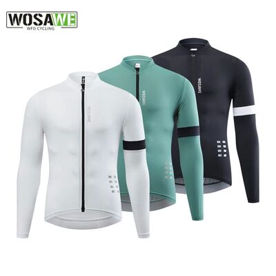 WOSAWE Men Cycling Jerseys White Long Sleeves Autumn Cycling