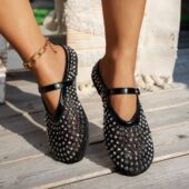 Flats Rhinestone 2025 Women Mesh Breathable Versatile Loafer