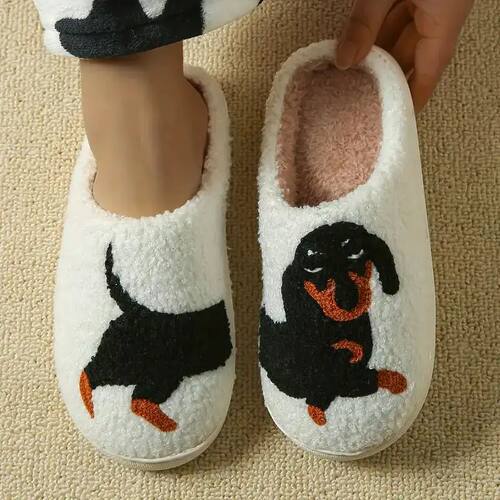 Dachshund Slippers Women Cute Fuzzy Memory Foam Couple Carto