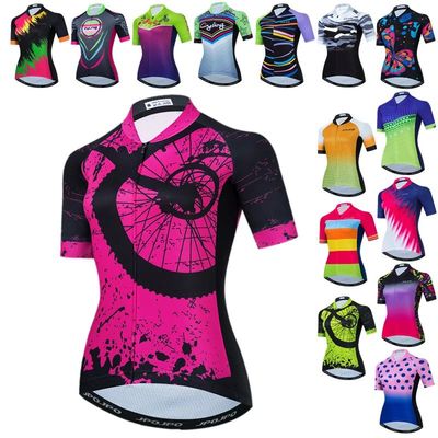 Weimostar-Camiseta de ciclismo rosa para mujer, camiseta de