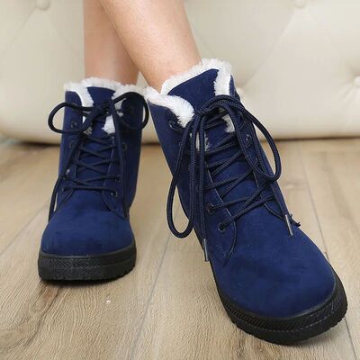 Women Boots Warm Fur Ankle Boots For Women Winter Boots Blac