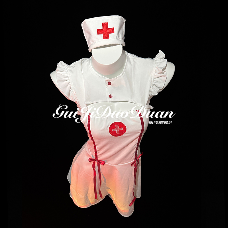 Gj诡计「火辣护士」性感护士cosplay制服白色qqny女内衣短裙套装