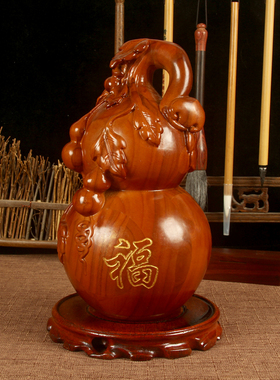 桃木葫芦摆件 福葫芦摆件闭口实心桃木摆件 新居房镇家桃木葫芦