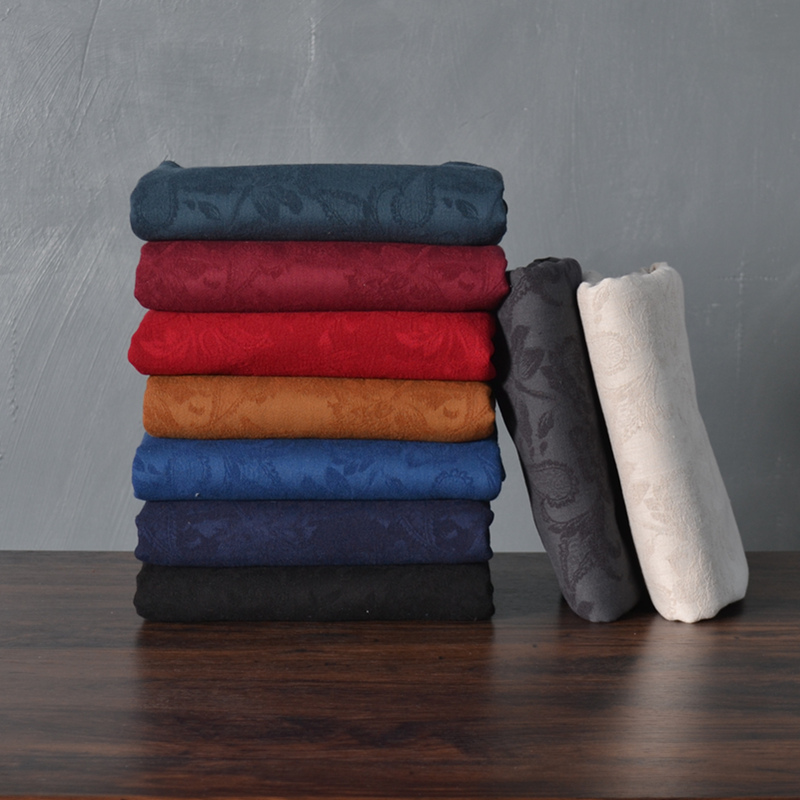 棉麻提花布料加绒加厚棉袄袍子布