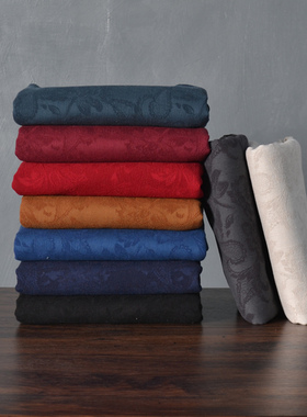 棉麻布料加绒加厚秋冬棉袄大衣袍子亚麻深灰色服装面料旗袍风衣