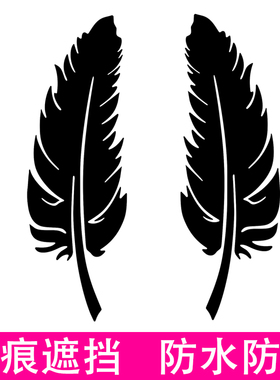 汽车贴纸划痕遮挡保险杠黑色羽毛电动车刮蹭装饰前杠车门轮眉车尾