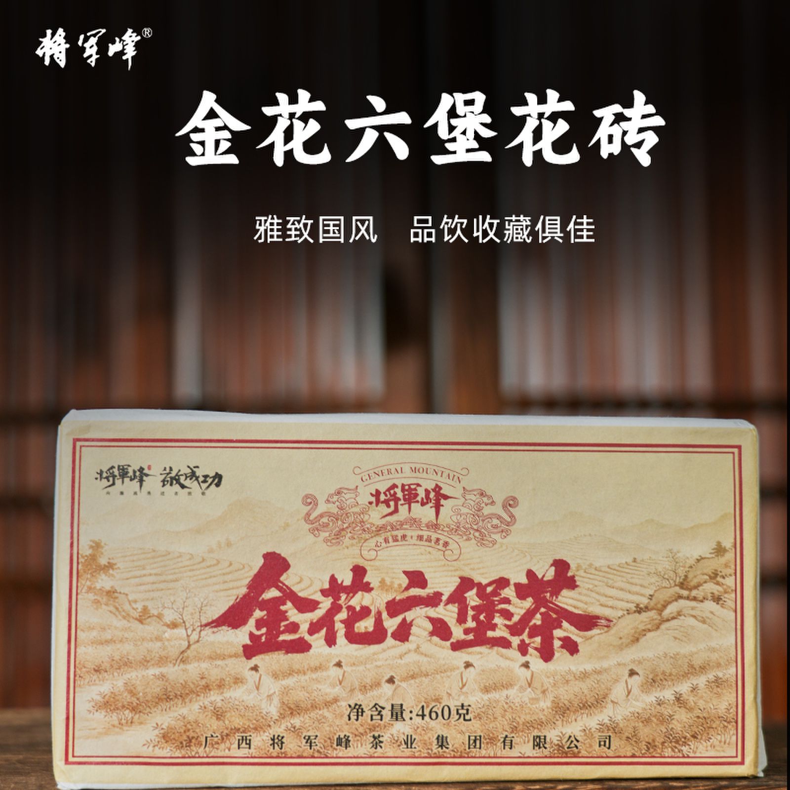 菌香金花六堡茶砖黑茶茶叶460g
