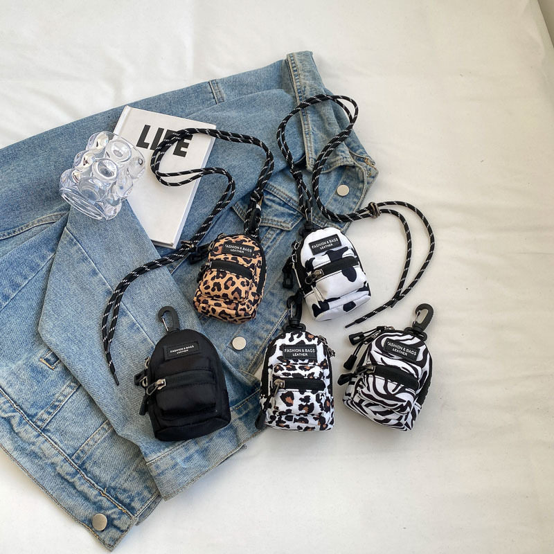 韩版儿童包流行豹纹女孩单肩斜挎包户外旅行耳机包口红包