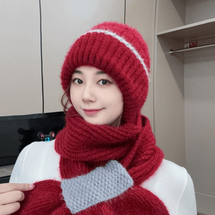 秋冬季保暖妈妈帽风雪帽骑车护耳包头针织帽女围巾一体老太太帽子
