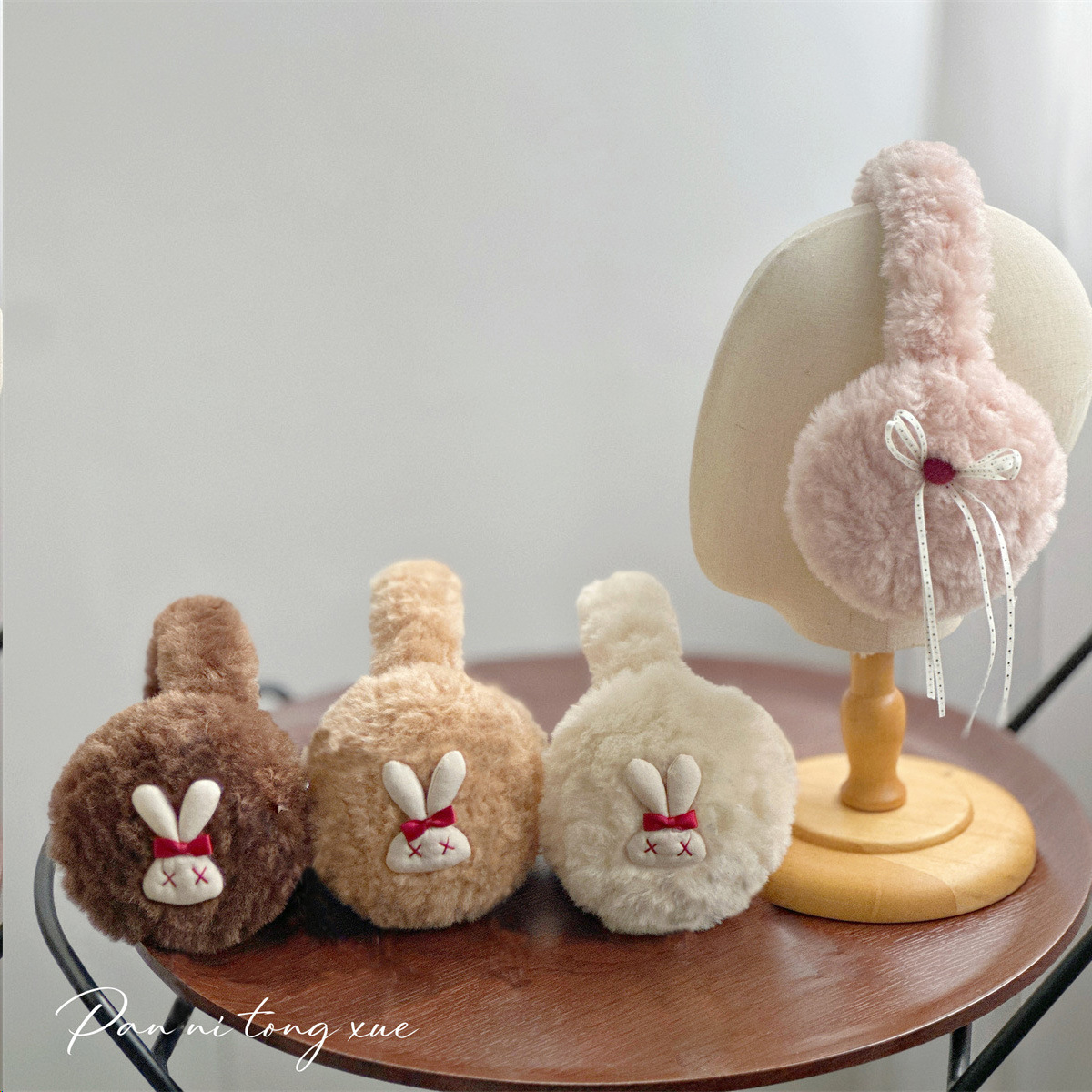 新款韩卡通蝴蝶结小兔双面耳罩可爱折叠保暖洋气防风护耳耳包耳捂