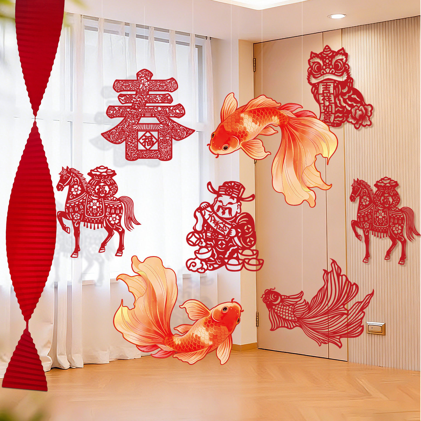 2026马年新年装饰品福字灯笼拉花挂件过年客厅新春挂饰氛围感布置,节庆用品/礼品,拉花,淘宝优惠券,粉丝福利购,淘宝优惠卷