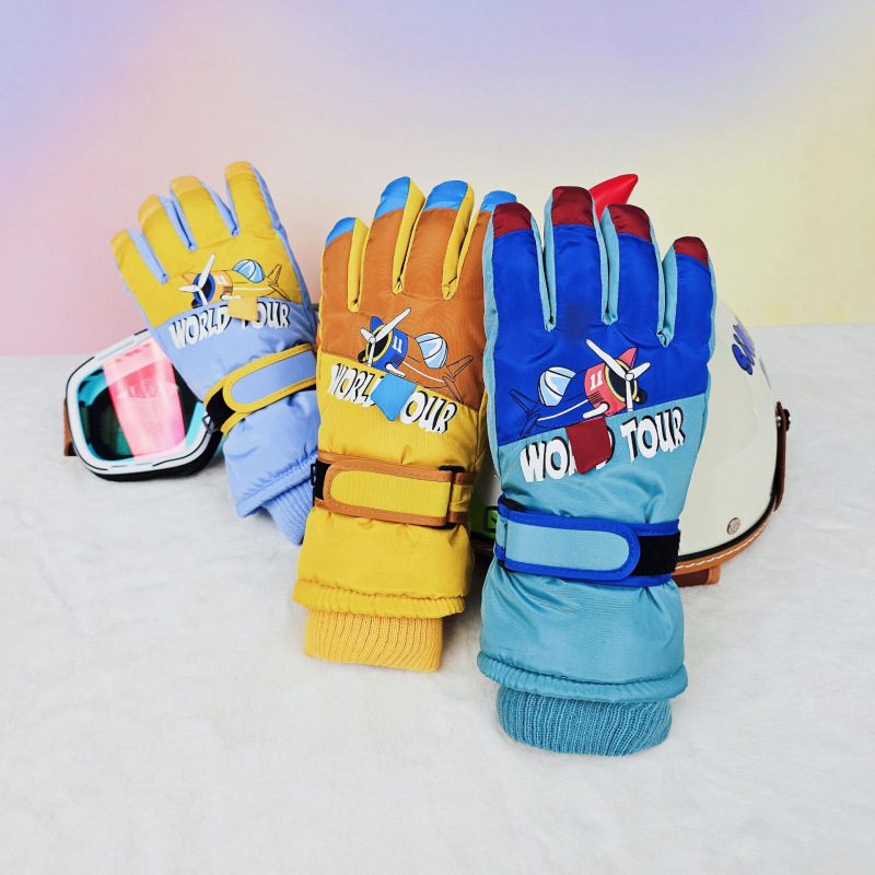冬季儿童滑雪手套保暖冬天加绒加厚7-12岁防风防水骑行运动新款棉
