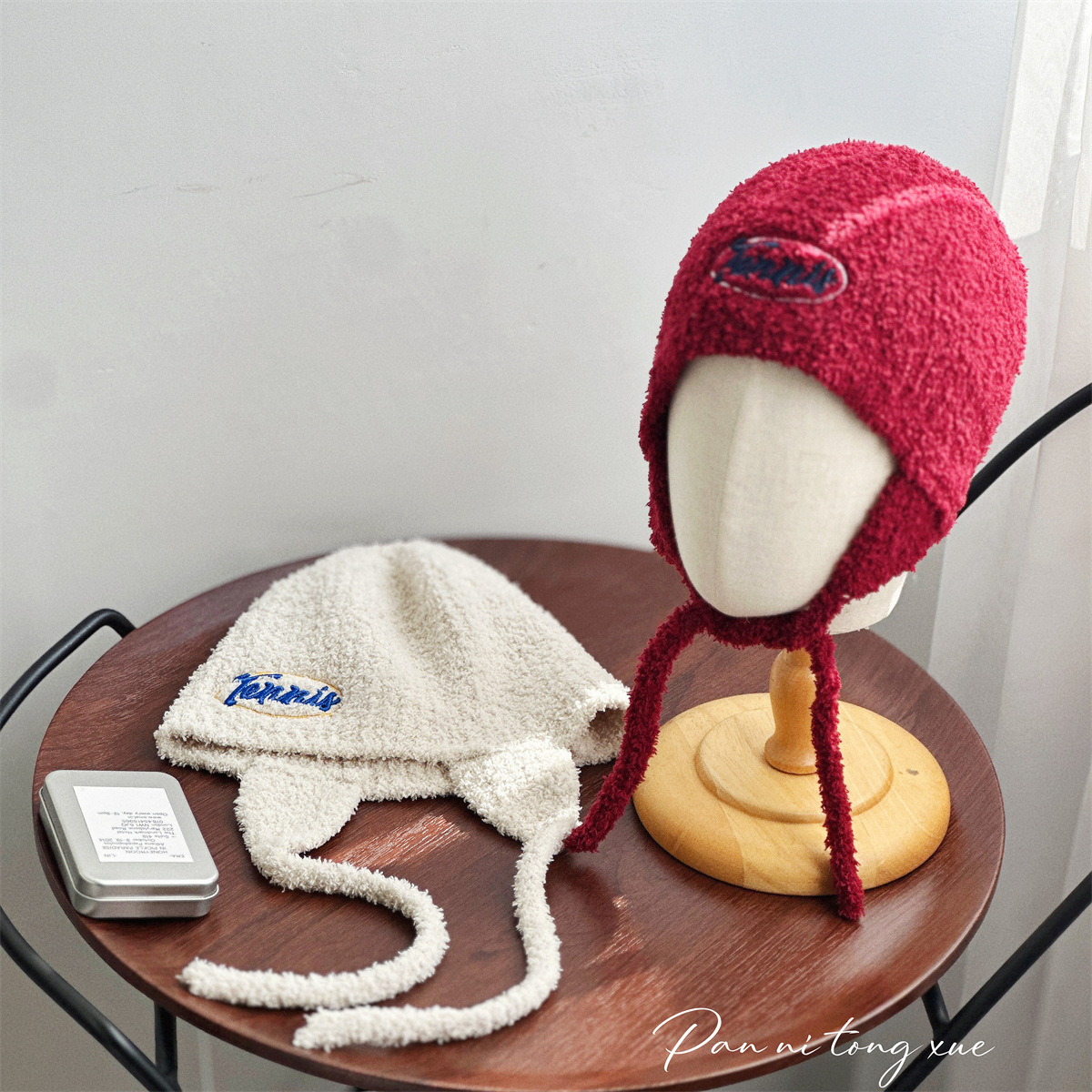 儿童秋冬毛绒保暖帽防风护耳帽羊羔毛针织帽子包头护耳飞行帽