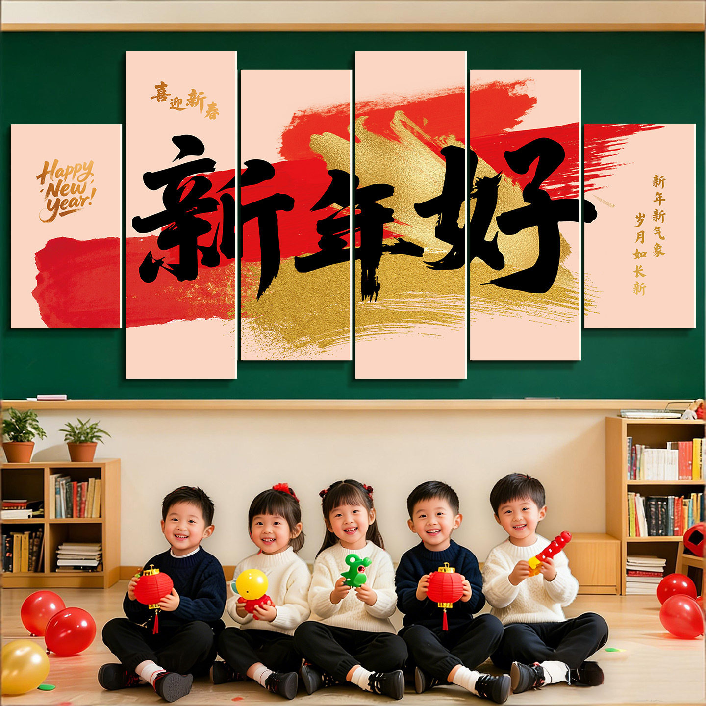 2026新年班级教室黑板kt板背景墙贴幼儿园学校过年氛围感场景布置,文具电教/文化用品/商务用品,文创/手作/文化用品,淘宝优惠券,粉丝福利购,淘宝优惠卷
