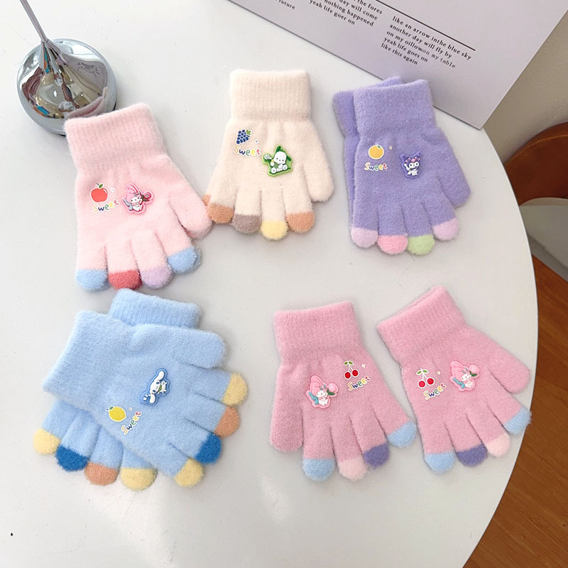 儿童手套新款秋冬季可爱卡通保暖防寒加学生男女宝宝写字全指手套